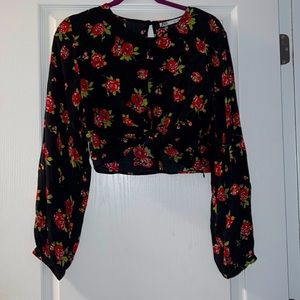 ZARA black and floral crop top